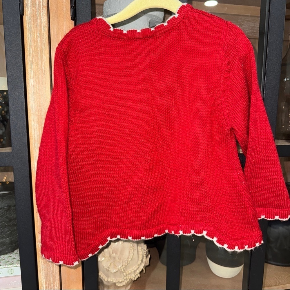 Vintage Christmas knit sweater embroidered toddler girl holidays bows candy cane - Picture 4 of 8